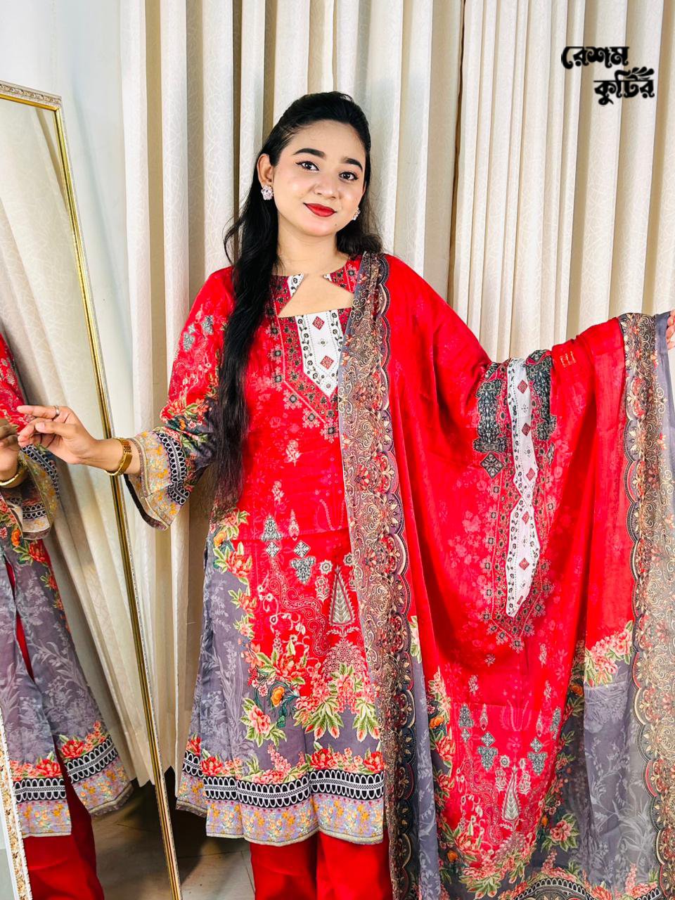 Premium quality digital printed lawn three-piece